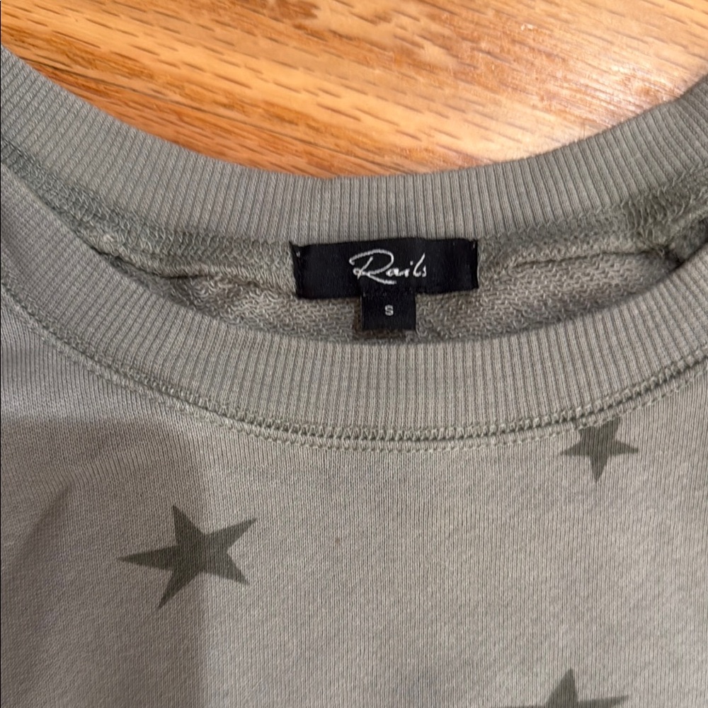 Rails Light Olive Star Patterned Women's Sweatshi… - image 2